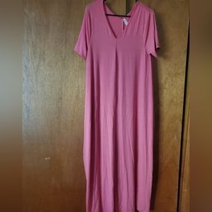Maxi dress, XL, pockets, coral pink